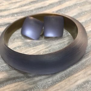 Organic Bangle Bracelet and Clip Earring Set